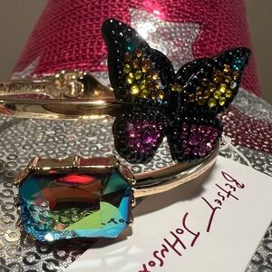 Betsey Johnson Multicolor Sparkly Butterfly Bangle Bracelet